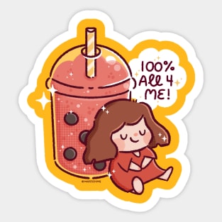 Bobba Milk Tea Girl Sticker